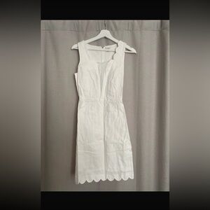 J. Crew White Scalloped Hem Midi Dress